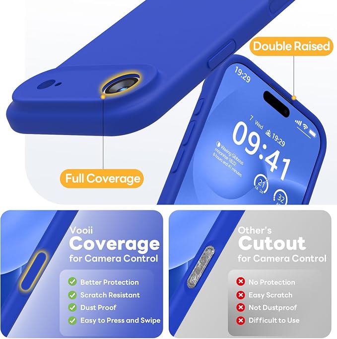 Vooii Magnetic Compatible with iPhone Air Case (Compatible with Magsafe) (Upgraded Camera Protection) Liquid Silicone Shockproof Full Body Protective Phone Cover for Women Men, Klein Blue, 6.5"