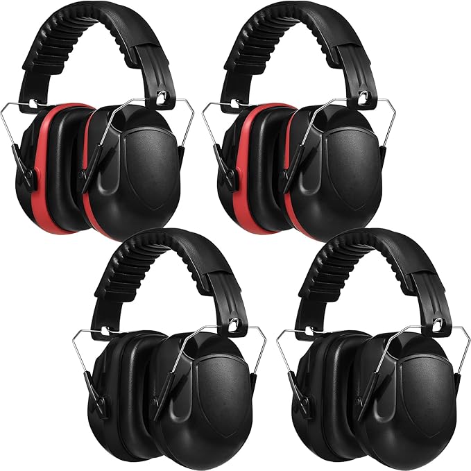 4 Pack NRR 28dB Safety Ear Muffs, Foldable Noise Reduction Safety Ear Protection Adult Noise Cancelling Earmuffs for Shooting