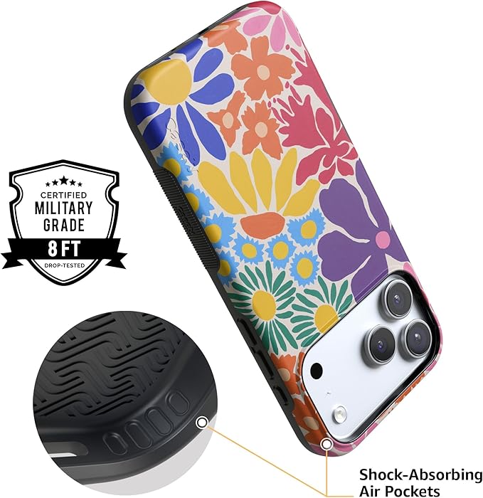 Casely iPhone 17 Pro Case | Flower Patch | Multi-Color Floral | Compatible with MagSafe | Bold Protective Design