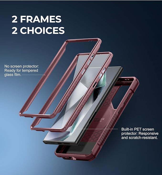 Dexnor Magnetic Case for Samsung Galaxy S24 Ultra Case, Compatible with Magsafe, 2 Front Frames & Built-in Screen Protector, Bumper Rugged Shockproof Full-Body Protective Cover with Kickstand,Red