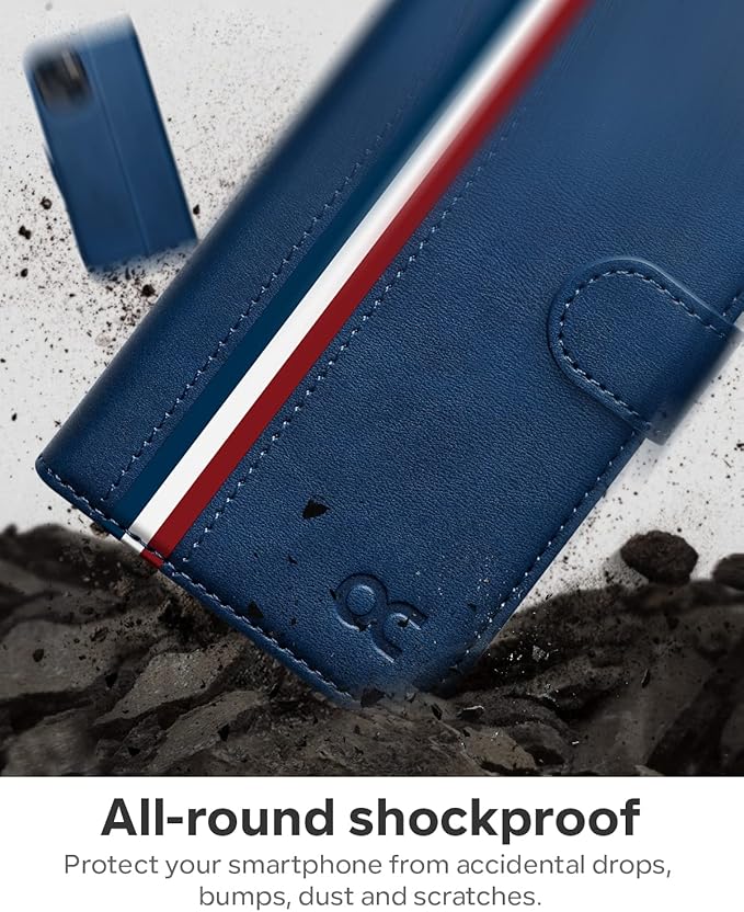 OCASE Compatible with iPhone 14 Wallet Case, PU Leather Flip Folio Case with Card Holders RFID Blocking Kickstand [Shockproof TPU Inner Shell] Phone Cover 6.1 Inch 2022 (Spliced Blue)