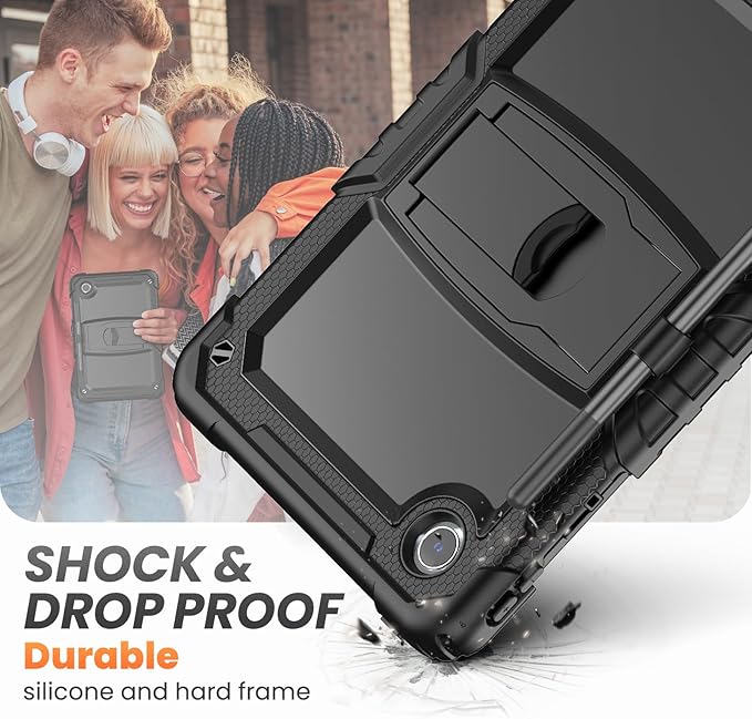 HXCASEAC Tablet Case for Lenovo Tab M11 (TB-330 FU/TB-330XU), Shockproof with Screen Protector/Built-in Stand/Pen Holder, Tab M11 Case for Kids / K11 LTE - Black