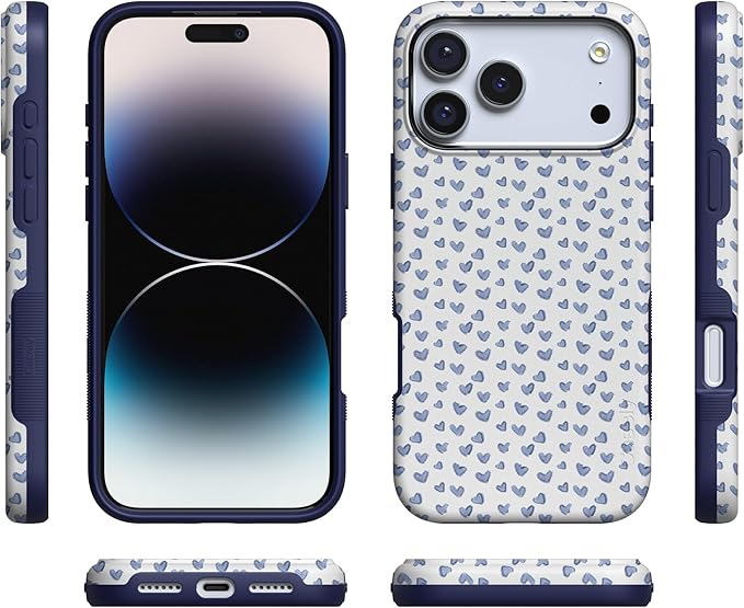 Casely iPhone 17 Pro Case | Lovebug | Blue Hearts | Compatible with MagSafe | Bold Protective Design