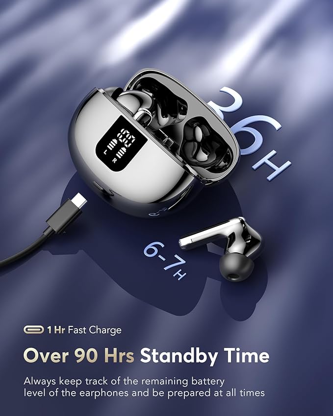 AI Translation Earbuds Real Time 144 Languages Accents Translator 36H Playtime 3-in-1 Wireless Headphones 4 ANC Mic for Spanish/English Audífonos Traductores, Bluetooth 5.4 Earphones iOS & Android