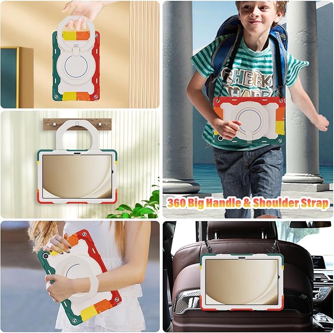 ROISKIN Case for Galaxy Tab A9 Plus 5G/ A9+ 11 Inch with HD Screen Protector & Shoulder Strap,Heavy Duty Military Case for Samsung Galaxy A9 Plus SM-X210/X216/X218 - Rotating Stand for Kids