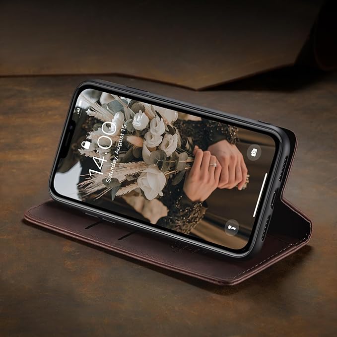 for iPhone 11 Pro 5.8-Inch Case, Flip Wallet Leather Case with Card Holder Magnetic Closure Shockproof Kickstand Protective Phone Cases Cover for iPhone 11 Pro, Coffee