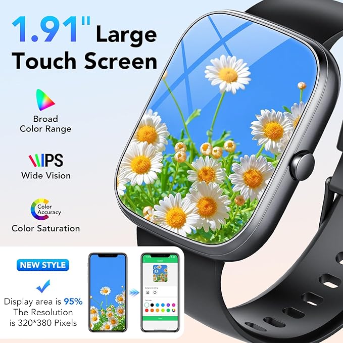 Smart Watch for Men Women (Answer/Make Call), 1.91" Smartwatch Fitness Activity Tracker, 100+ Sports Modes/Heart Rate/Sleep Monitor/Pedometer/Calories, IP68 Waterproof Fitness Watch for Android iOS