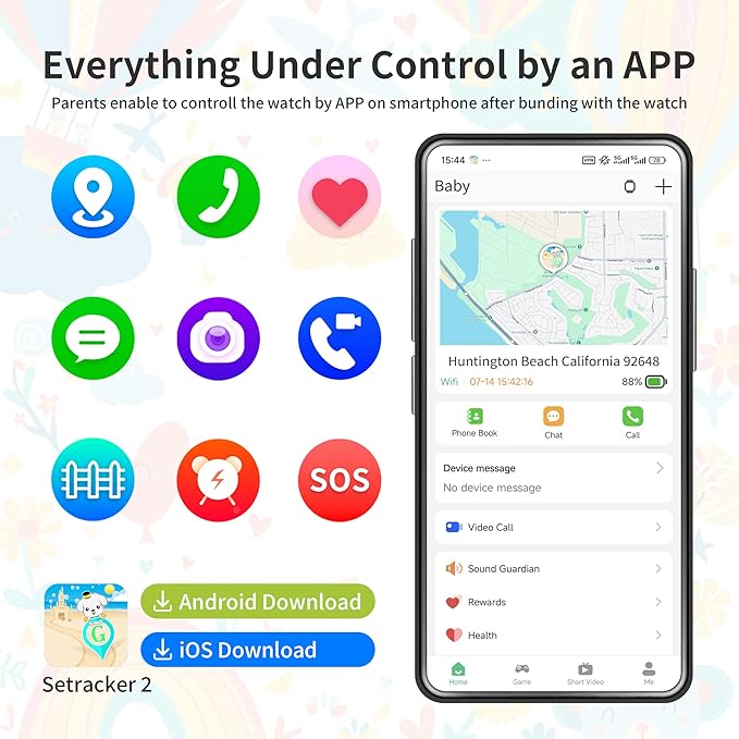 4G Kids Smart Watches Girls with GPS Tracker, Kids Cell Phone Watch with Video & Voice Calling Texting SOS Call Chat Camera Pedometer Alarm Calculator Games, Smart Watch for Girls Age 6-15(Pink)