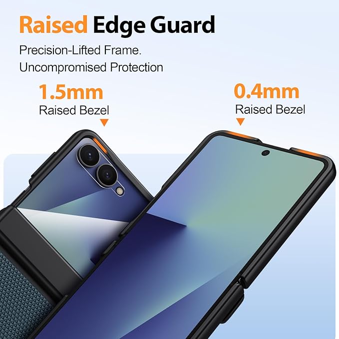 for Samsung Galaxy Z-Flip-7 Case: Ant-Slip Grip 3D Texture & Magnetic Hinge Protection, 9H Glass Screen Protector, TPU Shockproof Militray-Grade Protective Phone Cover for Flip7 2025, Blue