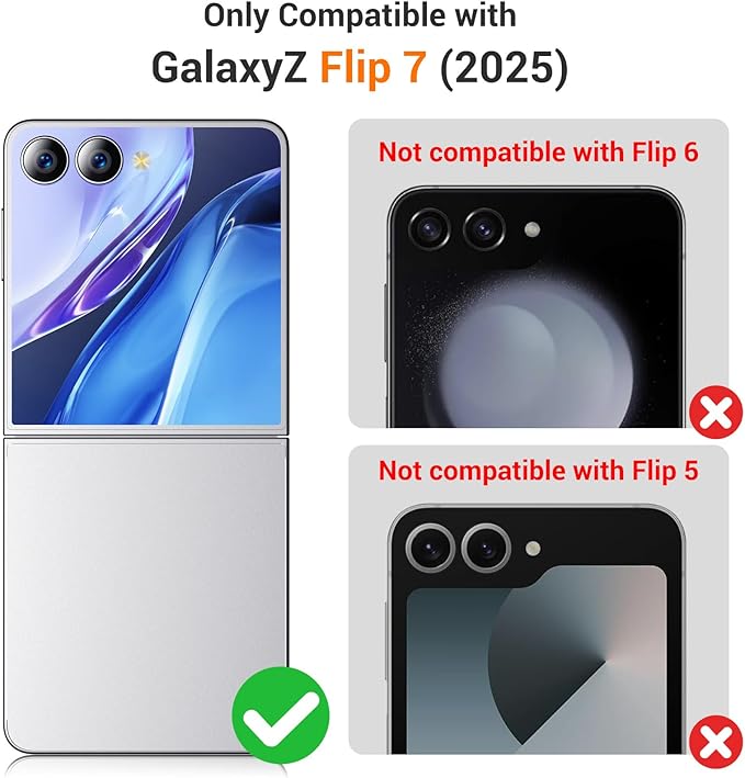 Temdan for Samsung Galaxy Z Flip 7 Case with [Built-in Front Screen Protector] [Kickstand][Hinge Protection][Hard PC] Ultra-Thin Shockproof Protective Phone Case for Galaxy Z Flip 7-Black