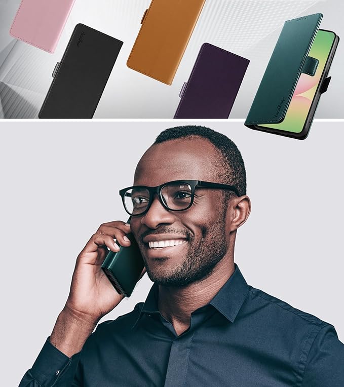 Wallet Flip Case for Samsung Galaxy A56 5G - [RFID Blocking] Luxury PU Leather Card Holder Magnetic Phone Cover with Kickstand,Shockproof Protective Case,Green