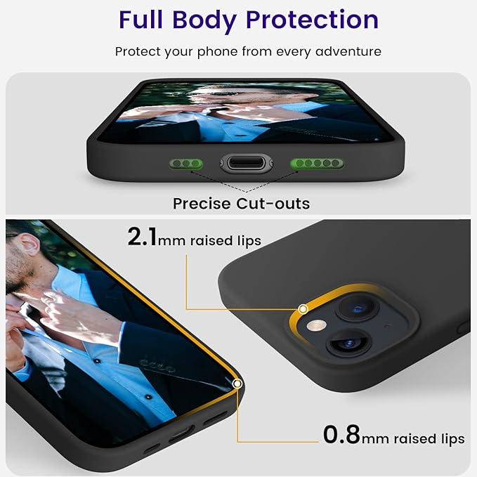 OTOFLY Designed for iPhone 14 Case, Silicone Shockproof Slim Thin Phone Case for iPhone 14 6.1 inch (Black)