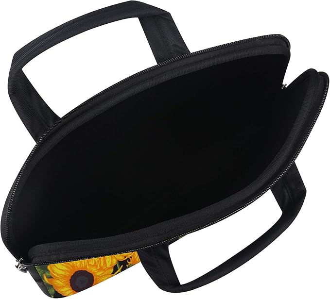 Violet Mist 11 11.6 12 Inch Laptop Sleeve Funny Floral Pattern Laptop Carrying Bag Case with Handle Cute Protective Neoprene Notebook Tablet Computer Travel Cover Pouch Briefcase, Sunflower Helianthus