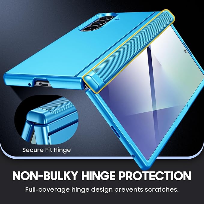 for Samsung Galaxy Z Fold 7 Case Magnetic Power with [Kickstand][Hinge Protection] Full Body Screen Protector Shockproof Phone Case for Galaxy Z Fold 7 Case(Lake Blue)