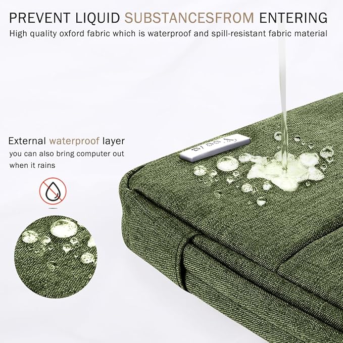 Voova 15.6 16 Inch Laptop Sleeve Case Compatible with MacBook Pro 16 M1/M2/M3/M4 Max 2019-2025, 15.6-16” Hp Lenovo Acer Asus, Waterproof Slim Computer Bag Cover with Handle, Army Green