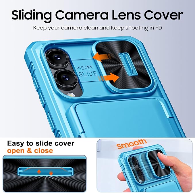 for Samsung Galaxy S25 Edge Case Wallet with RFID [Cards Holder][Camera Cover][Edge Raised] Full Body Shockproof Silicone Protective Phone Case for Galaxy S25 Edge 2025 (Lake Blue)