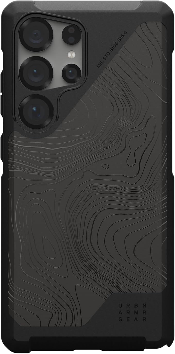 URBAN ARMOR GEAR UAG Designed for Samsung Galaxy S25 Ultra Case 6.9" Metropolis LT - Compatible with Magnetic Charging Impact-Resistant Rugged Military Drop Tested Protective Cover, Topography Black