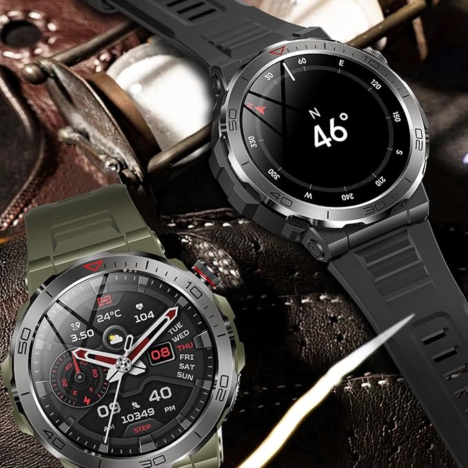 Smart Watch 1.43" AMOLED Display, Bluetooth Calling, IP68 Waterproof, Heart Rate Monitoring, Sleep Monitoring，Multi-Sport Fitness Tracking, Voice Assistant (Black)