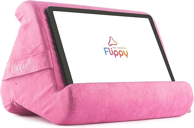 Flippy Tablet Pillow Stand - Cushion Tablet Stand & Holder, Bed Support for Lap and Desk, Compatible with Phone & Book Reading: Kindle, iPad Pro, iPhone & Samsung - in The Pink Baby