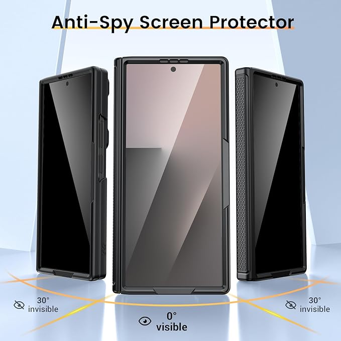 VEGO for Samsung Z Fold 7 Case with Screen Protector [Anti-Peeping][ Built-in Hinge Protection & Slide Camera Cover] Full-Body Shockproof Protective Rugged Kickstand Case for Galaxy Z Fold 7 - Black