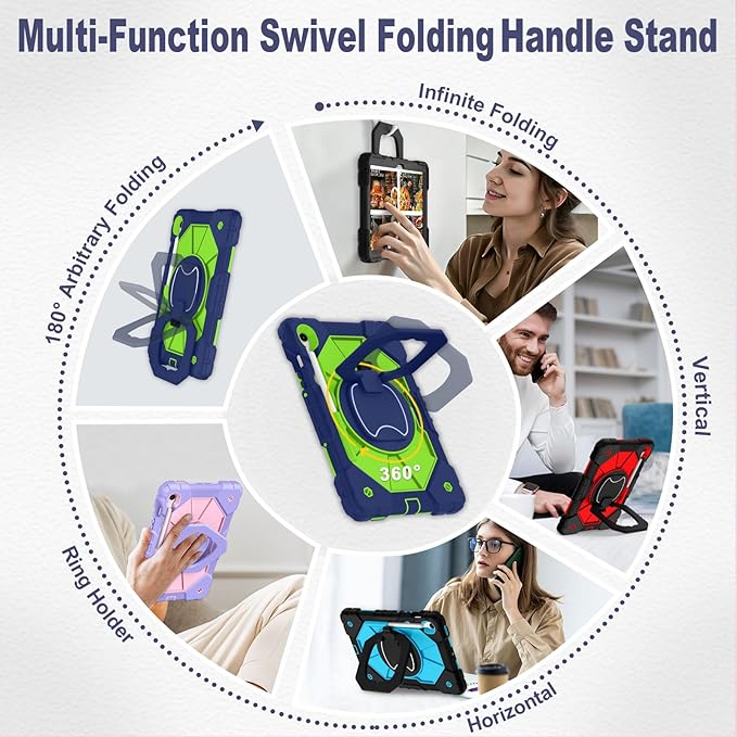 WESOROL Case for Samsung Galaxy Tab S10 Lite/S10 FE/S9 FE 10.9 Inch (2025/2023) Galaxy Tab S9 11 Inch,Shockproof Cover for Samsung S9 FE with Rotating Stand Screen Protector Pencil Holder,Navy Green