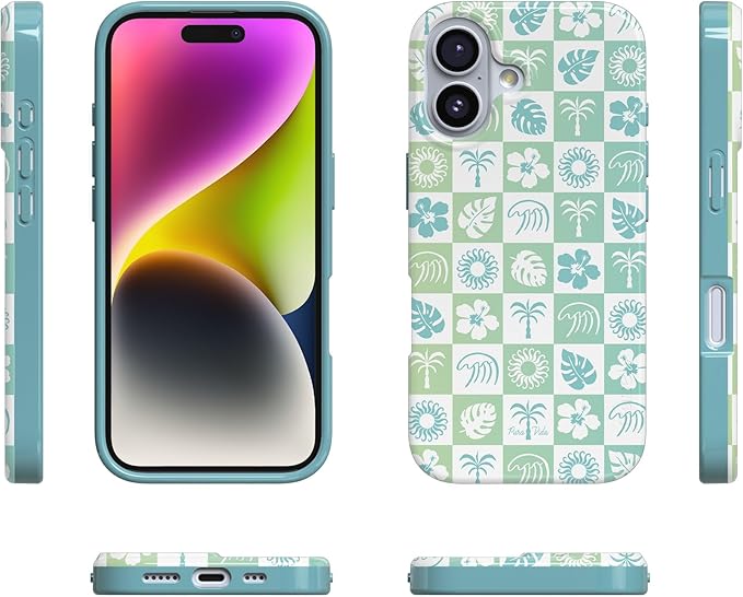 Casely iPhone 17 Case | Coastal Checkers | Pura Vida | Compatible with MagSafe | Classic Ultra Slim Design