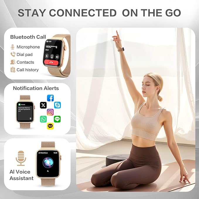 2025 Smart watches for Women with Blood Pressure Monitor, 1.9" AMOLED DA GPT AI Voice Smartwatch, 24/7 Heart Rate Stress Sleep Monitor,123 Sports Modes, IP68 Waterproof Fitness Tracker for Android iOS