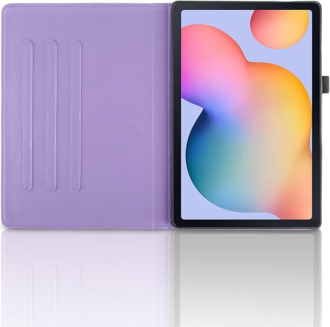 Rotating Case for Samsung Galaxy Tab A7 10.4'' 2022/2020 PU Leather Protective Cover Lightweight Flip Stand with Card Holder for Galaxy Tablet Model T500/T503/T505/T507-Purple