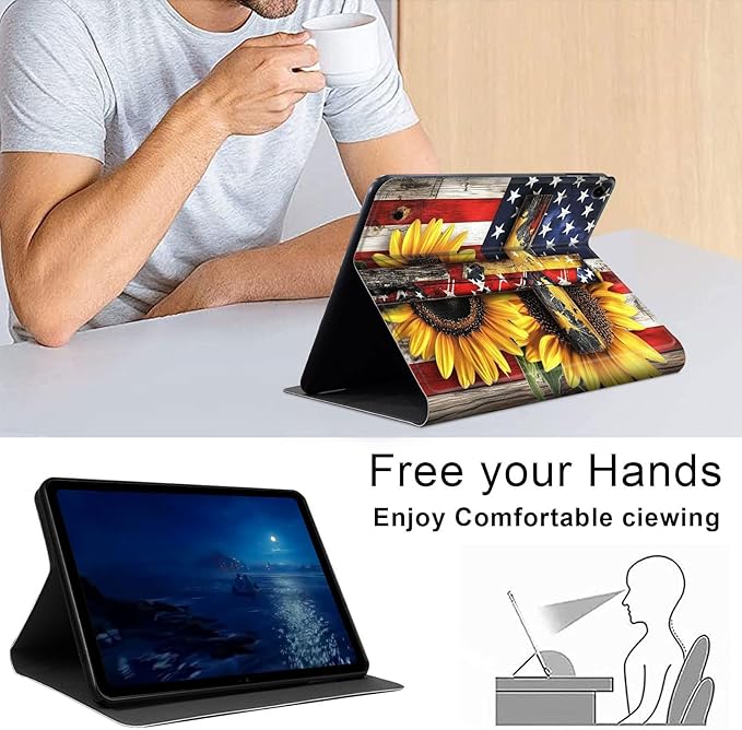 Case for Samsung Galaxy Tab A9 8.7-Inch 2023, Slim PU Leather Stand Cover with Auto Wake/Sleep, Multi-Angle Viewing & Shockproof, Cross American