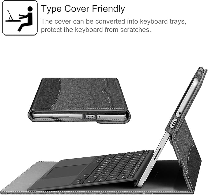 Fintie Protective Case for Microsoft Surface Go 4/3/2/1 (2023/2021/2020/2018) - Multi-Angle Portfolio Business Cover with Pocket, Compatible with Type Cover Keyboard, Gray