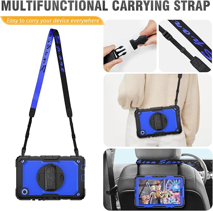 HXCASEAC Case for Samsung Galaxy Tab A9 8.7 Inch, Protective with Screen Protector/Hand Strap/Pen Holder, Sturdy Shockproof for Samsung A9 Tablet Case SM-X110 SM-X115 SM-X117 - Blue