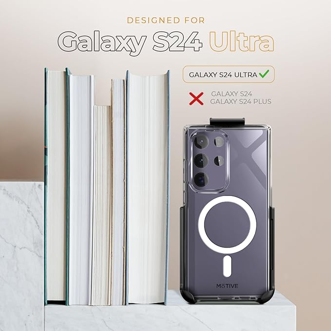 MOTIVE Compatible with Samsung Galaxy s24 Ultra Case with Belt Clip, [Military Grade Drop Protection] with Screen Protector & Camera Lens Protector, s24 Ultra Holster Case 6.8” | Clear