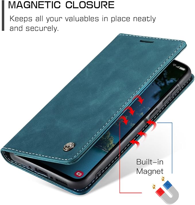 for Samsung Galaxy A36 Case, Flip Wallet Leather Case with Card Holder Magnetic Closure Shockproof Kickstand Protective Phone Cases Cover for Galaxy A36, Blue-Green