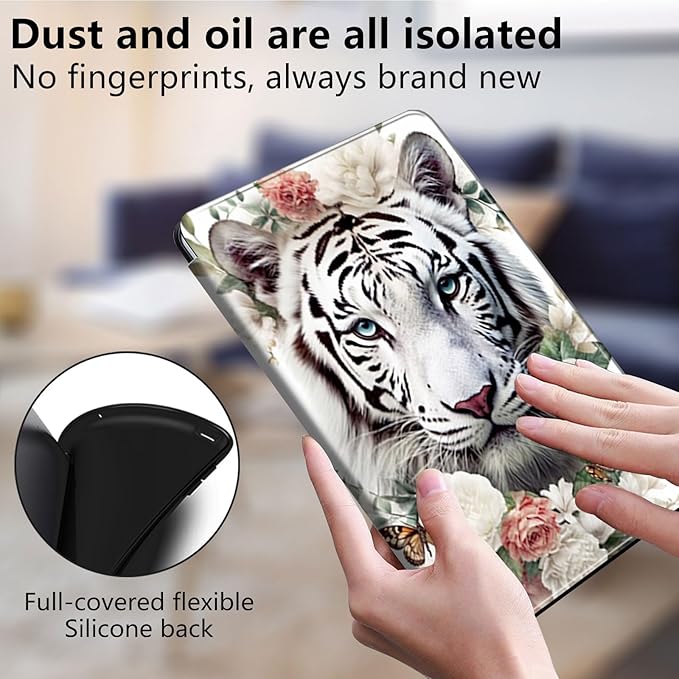 Case for Lenovo Tab M10 Plus 10.3", 360 Degree Rotating Folding Stand,with Auto Sleep/Wake Case for Lenovo Tab M10 Plus (2020 2nd Gen) TB-X606F/TB-X606X 10.3" FHD Tablet,White Tiger/Butterfly