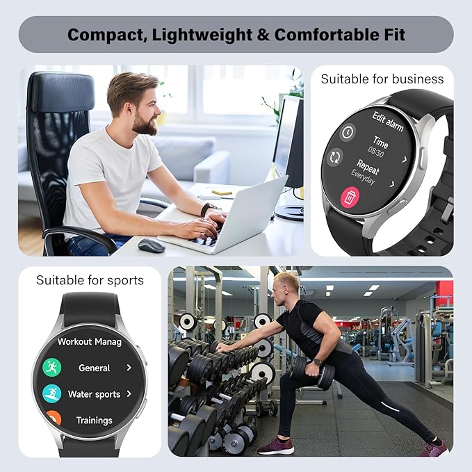 Smart Watch for Women Men, Built-in Alexa, GPS, HRV, VO2 Max, Blood Oxygen, Sleep & Stress Monitor, Compass, Altimeter, 1.32" AMOLED, Fitness & Women’s Health, iPhone Compatible