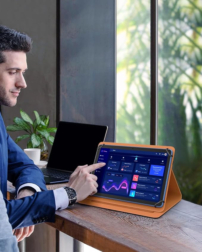 TiMOVO Universal Case for 9-11 Inch Tablet, 360 Degree Rotating Stand Protective Cover with Pen Pocket for 9 10 10.1 Inch Android Touchscreen Tablet, Light Brown