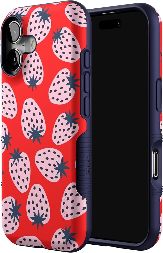 Casely iPhone 17 Case | I'd Pick You | Red Strawberry | Bold Protective Design | Compatible with MagSafe