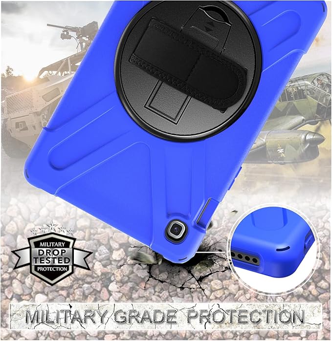 Shockproof Case for Samsung Galaxy Tab A9+/A9 Plus 11'' 2023 (SM-X210/X216/X218),Portable Heavy Duty Tablet Cover with 360 Rotating Stand Handle Strap & Shoulder Belt Carrying Case (New Blue)