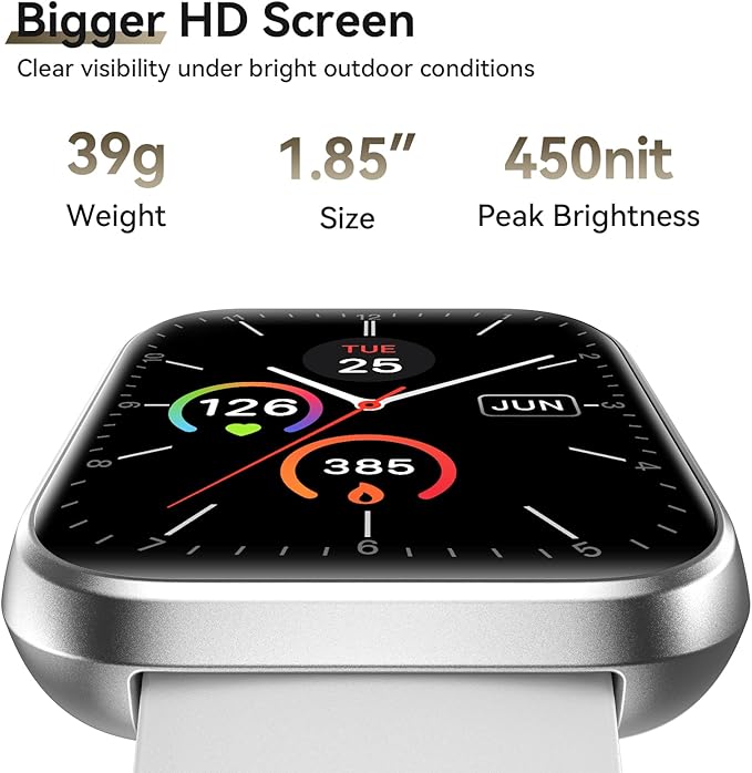 Smart Watches for Women Men, 1.85" AMOLED Screen Smartwatch Compatible iPhone Android Phone (Answer/Make Call), 24/7 SpO2 Sleep Heart Rate Monitor,3ATM Waterproof, Fitness Tracker Watch 120+ Sport