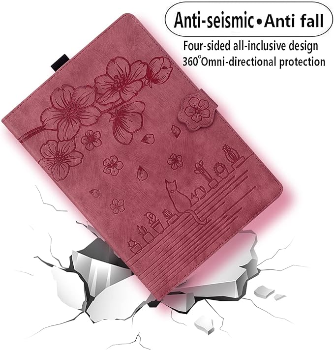 Case for Lenovo Tab M9 9.0 inch 2023 / Nook 9" Lenovo Tablet (2024), PU Leather Magnectic Cover Folio Stand Shell with Pencil Holder for tb310fu case-Red