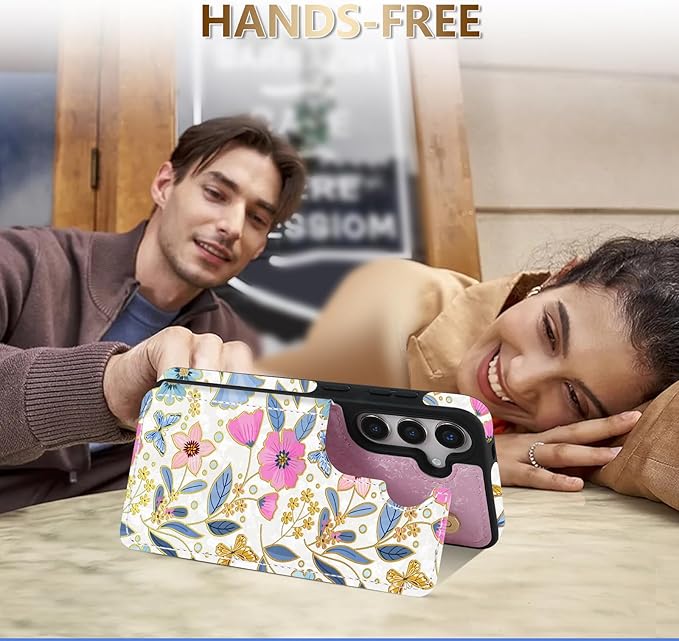 NNH Compatible with Samsung Galaxy S25 Plus Wallet Case with RFID Blocking Card Slots Folio Flip PU Leather Double Magnetic Clasp Design Cover for Galaxy S25+(6.7 inch-Colorful Butterfly Flowers)