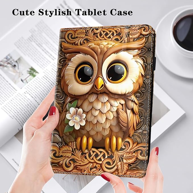 Case for Lenovo Idea Tab Pro 12.7 inch 2025 Tablet, PU Leather Folio Shockproof Protective Cover for Lenovo Idea Tab Pro 12.7" - Brown Owl