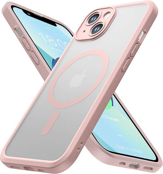 ImpactStrong Magnetic Guard Designed for iPhone 13 Case [Camera Protection] [Military Grade Drop Tested] [Compatible with MagSafe] Slim Translucent Matte Phone Case (6.1") - Pink