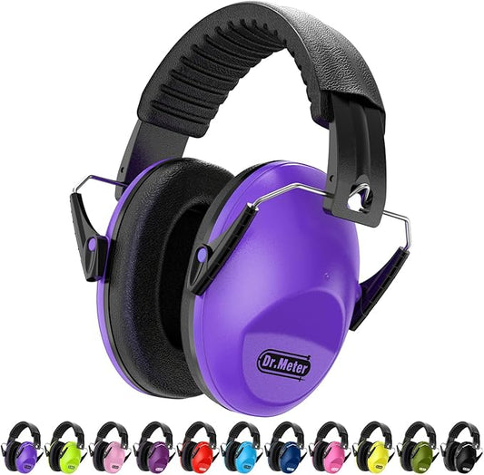 Dr.meter Ear Muffs for Noise Reduction: EM100 SNR27.4 Kids Ear Protection with Adjustable Headband - Kids Noise Cancelling Headphones for Monster Truck, Concerts, Fireworks and Air Shows - Purple