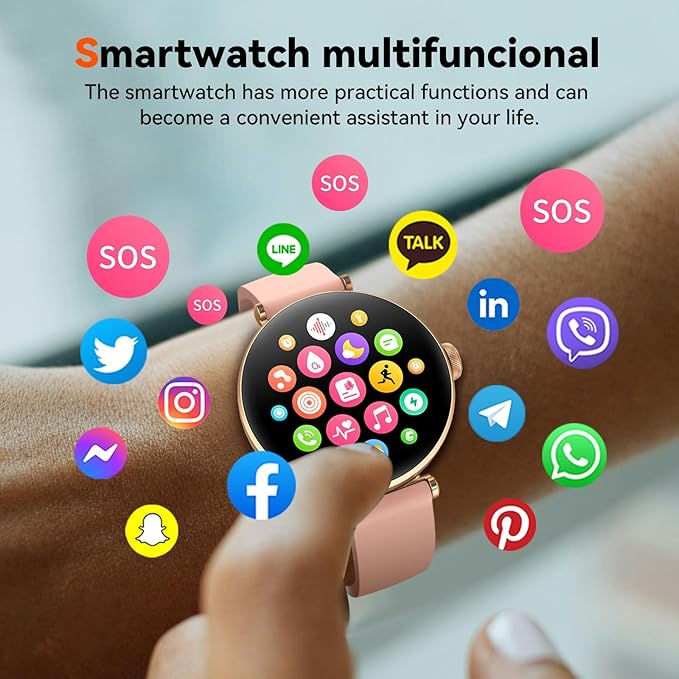 Smart Watches, 1.19" AMOLED Smartwatch for Women (Answer/Make Call), Fitness Tracker with 100+ Sport Modes, IP68 Waterproof, Heart Rate/Sleep Monitor, Activity Trackers Compatible with Android&iOS