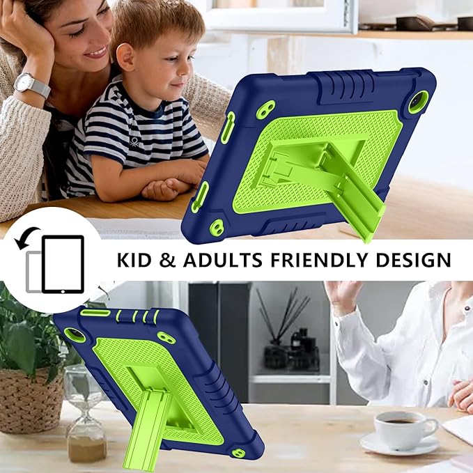 for TCL Tab 8 LE Tablet Case,Shoulder Strap Soft Silicone&Hard Back Shockproof Kids Friendly Case for TCL Tab 8 LE/TCL Tab 8 WiFi/TCL TAB 8V/TCL Tab 8 SE/TCL Tab 8 Plus 8 Inch(Navy/Green)