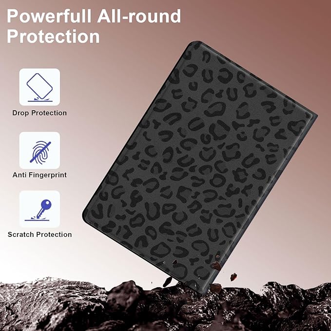 Case for Samsung Galaxy Tab S10 Ultra/Galaxy Tab S9/S8 Ultra 14.6-Inch, Slim PU Leather Stand Cover with Auto Wake/Sleep, Multi-Angle Viewing & Shockproof, Black Leopard Print