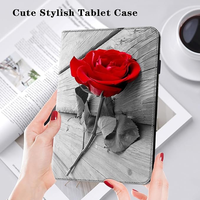 Case for Lenovo Tab M10 HD 2nd Gen 10.1 Inch 2020 Tablet - PU Leather Folio Flip Stand Case with Card Slots Elastic Band - Rose