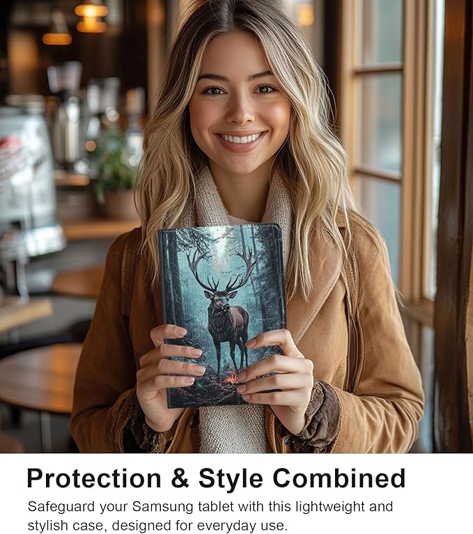 Case for Samsung Galaxy Tab S10 FE/ S9 FE 5G 10.9 Inch/Tab S9 11 Inch, Slim PU Leather Stand Cover with Auto Wake/Sleep, Multi-Angle Viewing & Shockproof, Enormous Stag