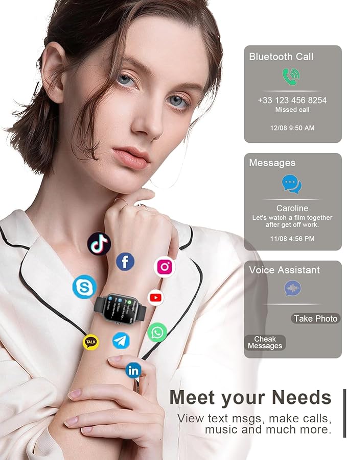 Smart Watches for Men Women Fitness: Fitness Tracker Watch with Bluetooth Call 24/7 Heart Rate SpO2 Sleep Monitor IP68 Waterproof 120+ Sport Mode Activity Trackers Compatible iPhone Android Phones